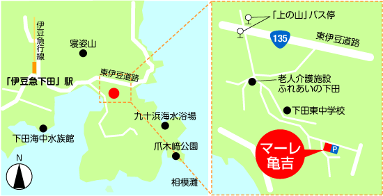 マーレ亀吉までの地図